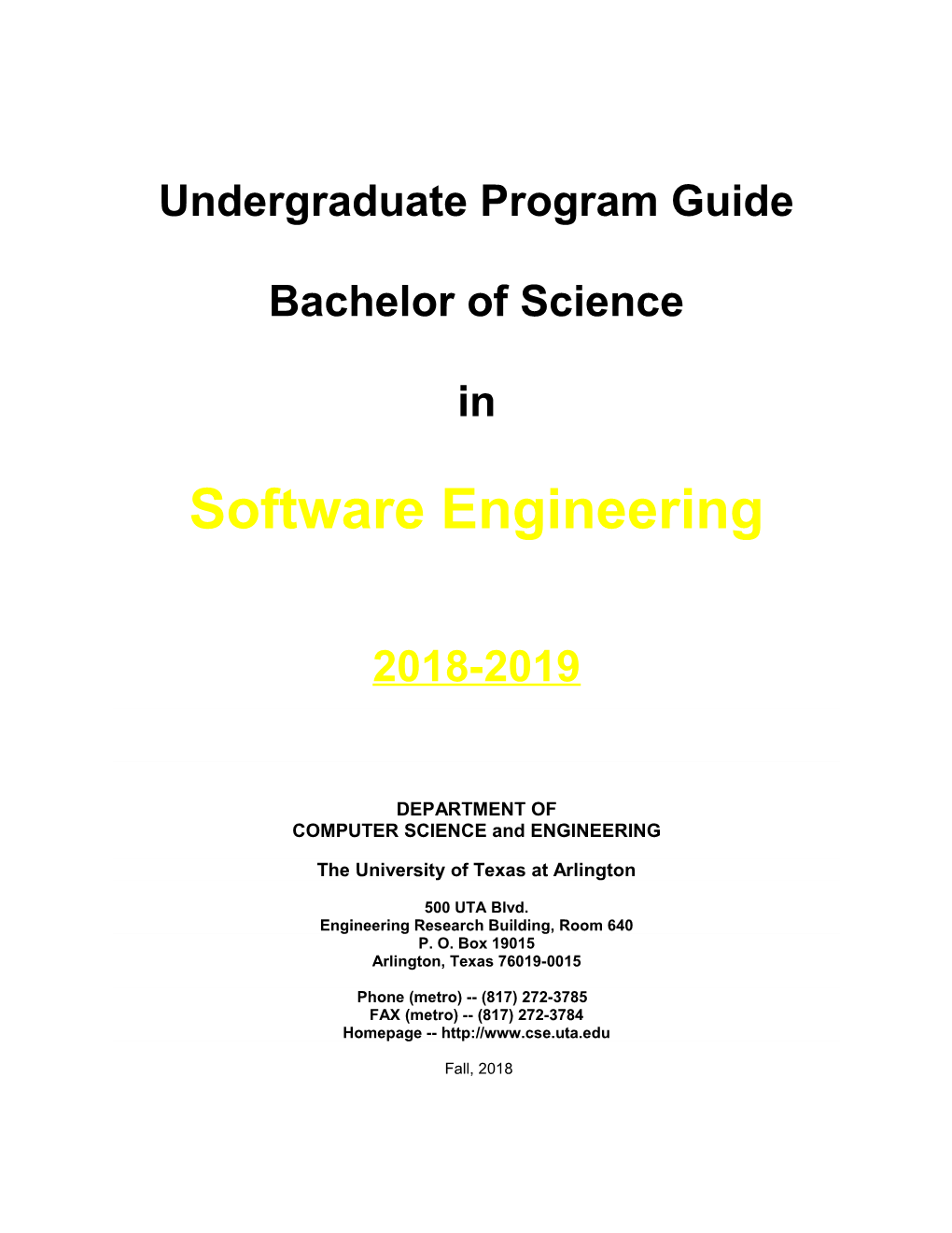 BSSE Undergraduate Program Guide 2001-2003