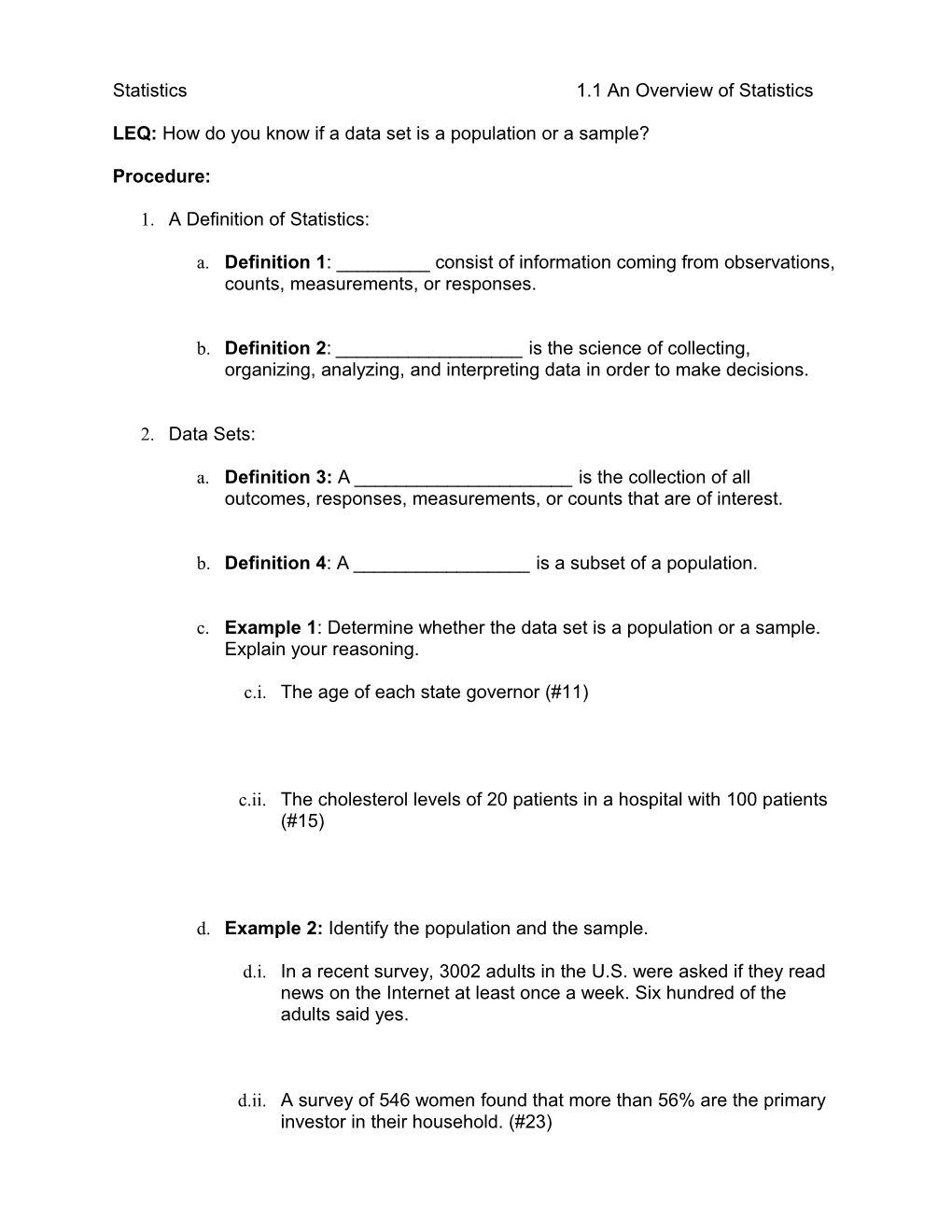 LEQ:How Do You Know If a Data Set Is a Population Or a Sample?