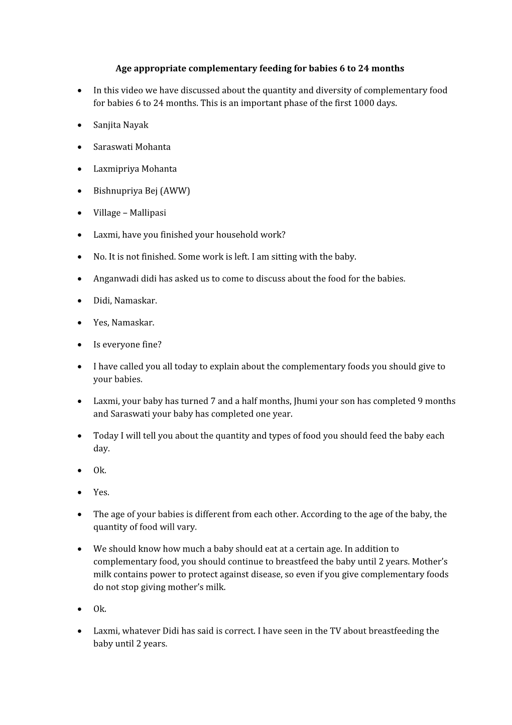 Age Appropriate Complementary Feeding for Babies 6 to 24 Months