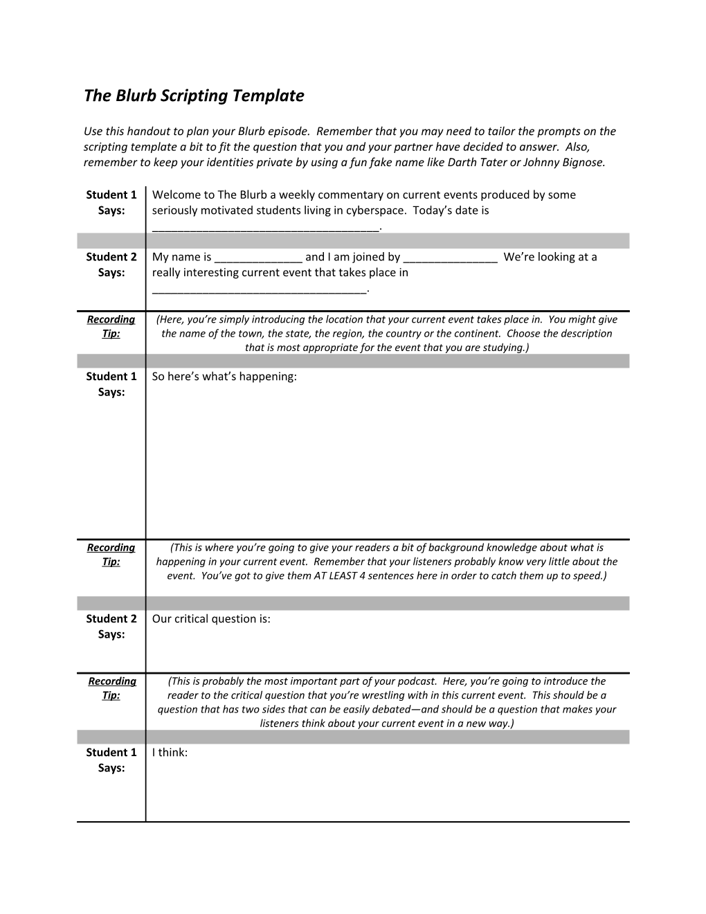 The Blurbscripting Template