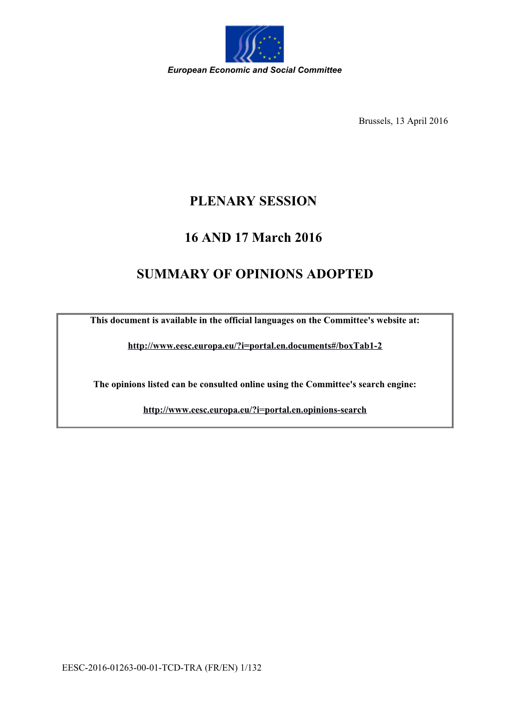 March Summary of Opinions Adopted