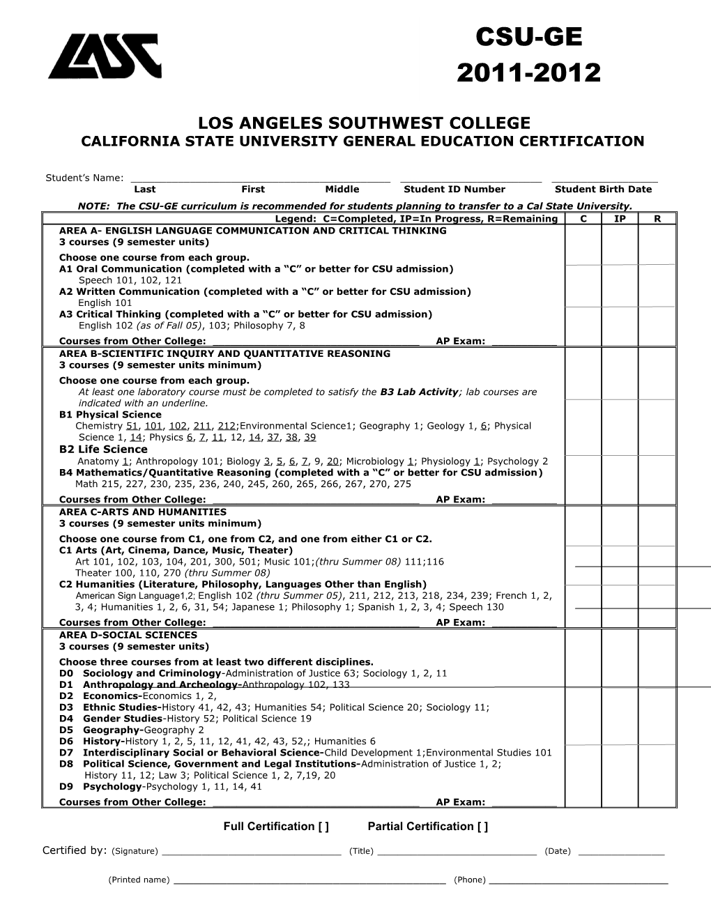Californiastateuniversity General Education Certification