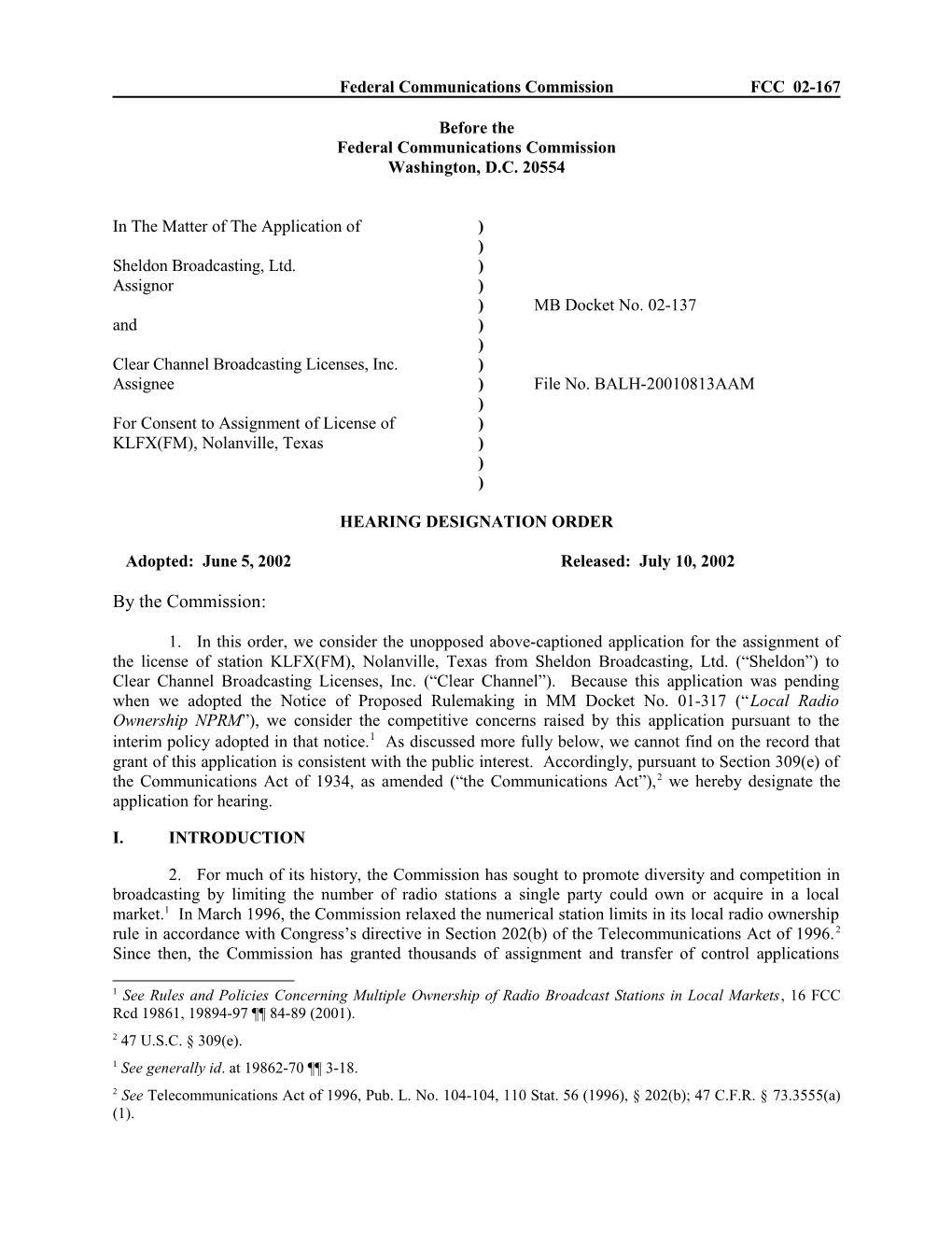 Federal Communications Commissionfcc 02-167