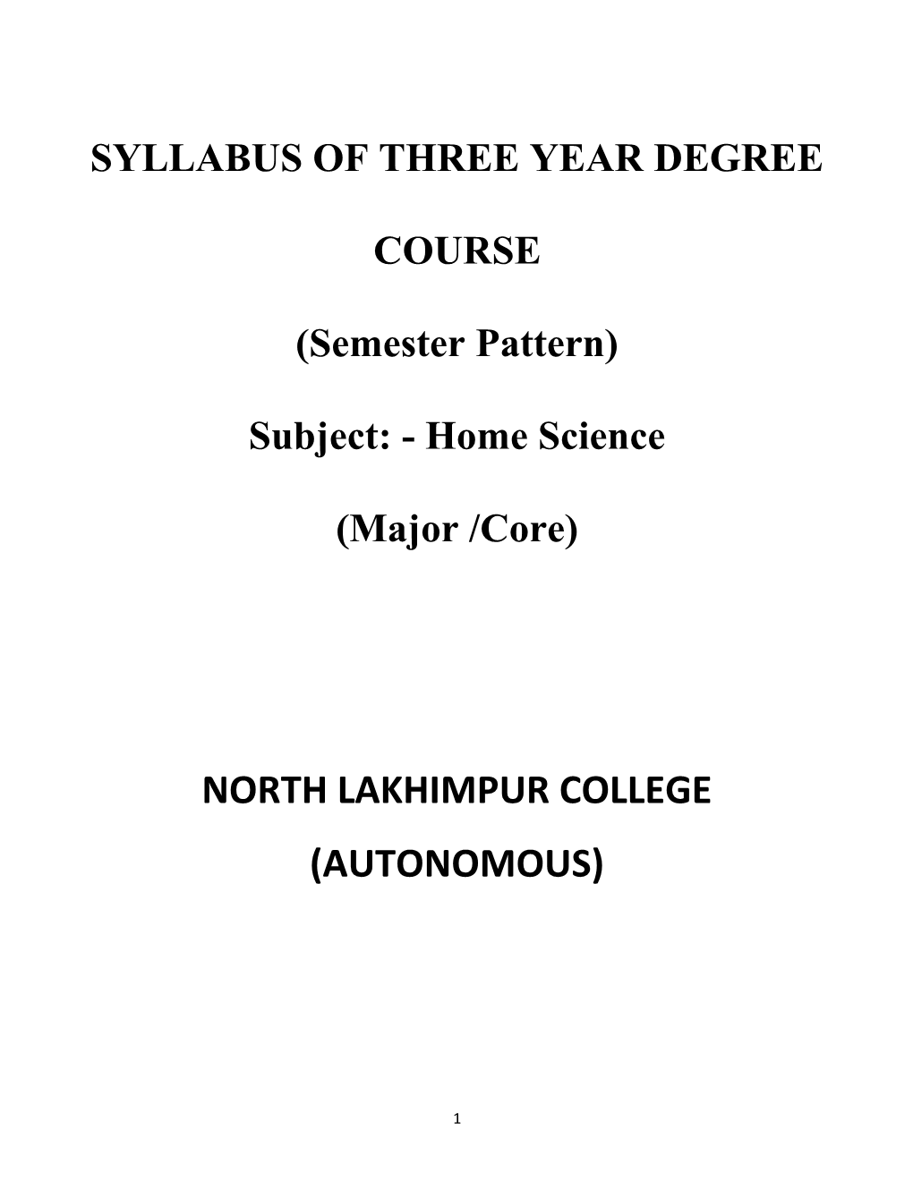 Syllabus of Three Year Degree Course