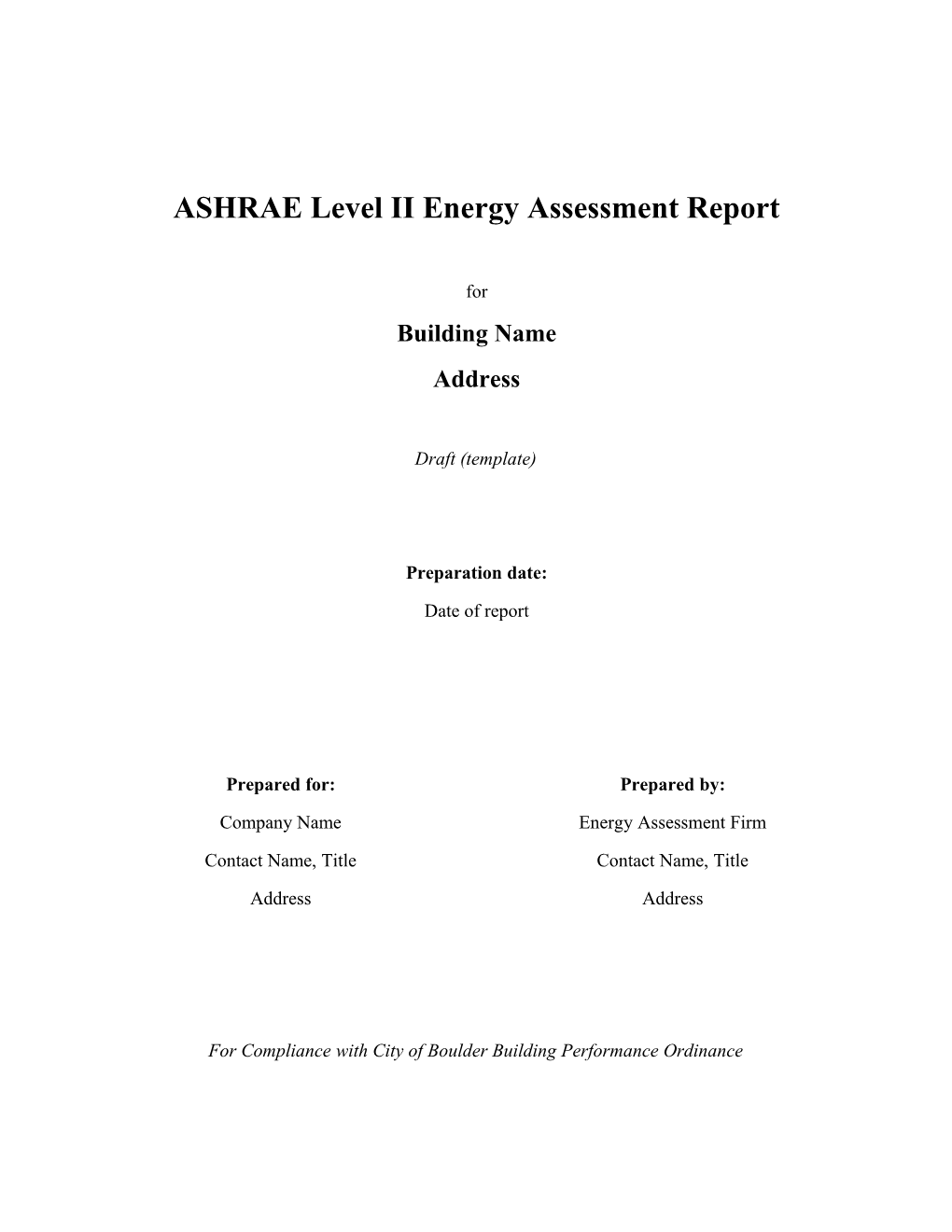 ASHRAE Level II Energy Assessment Report