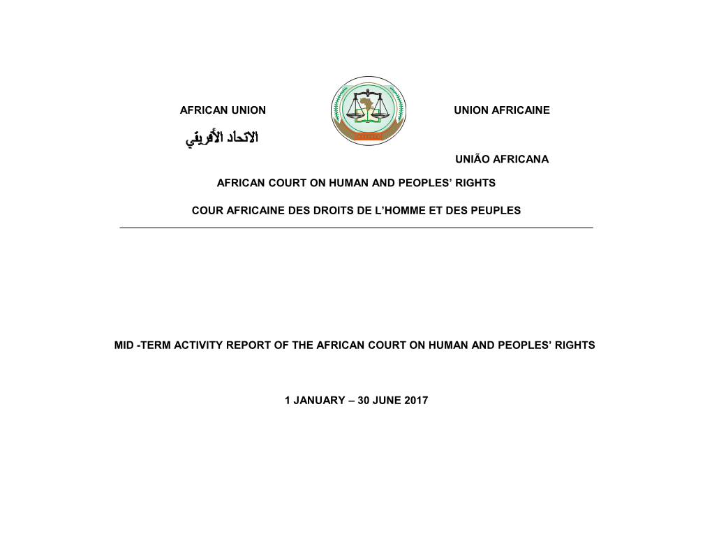 Mid-Term Activity Report of the African Court on Human and Peoples Rights