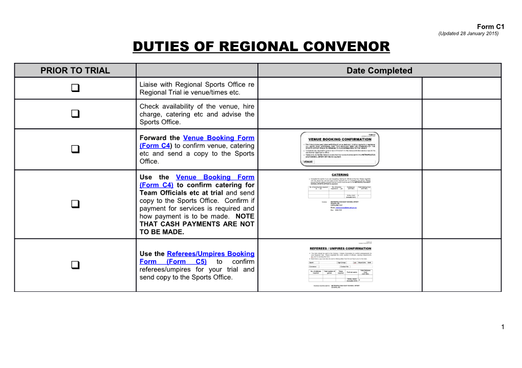 Duties of Regional Convenor