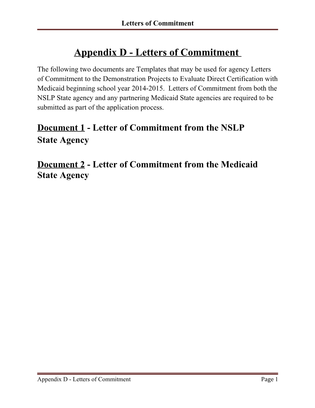 Letters of Commitment