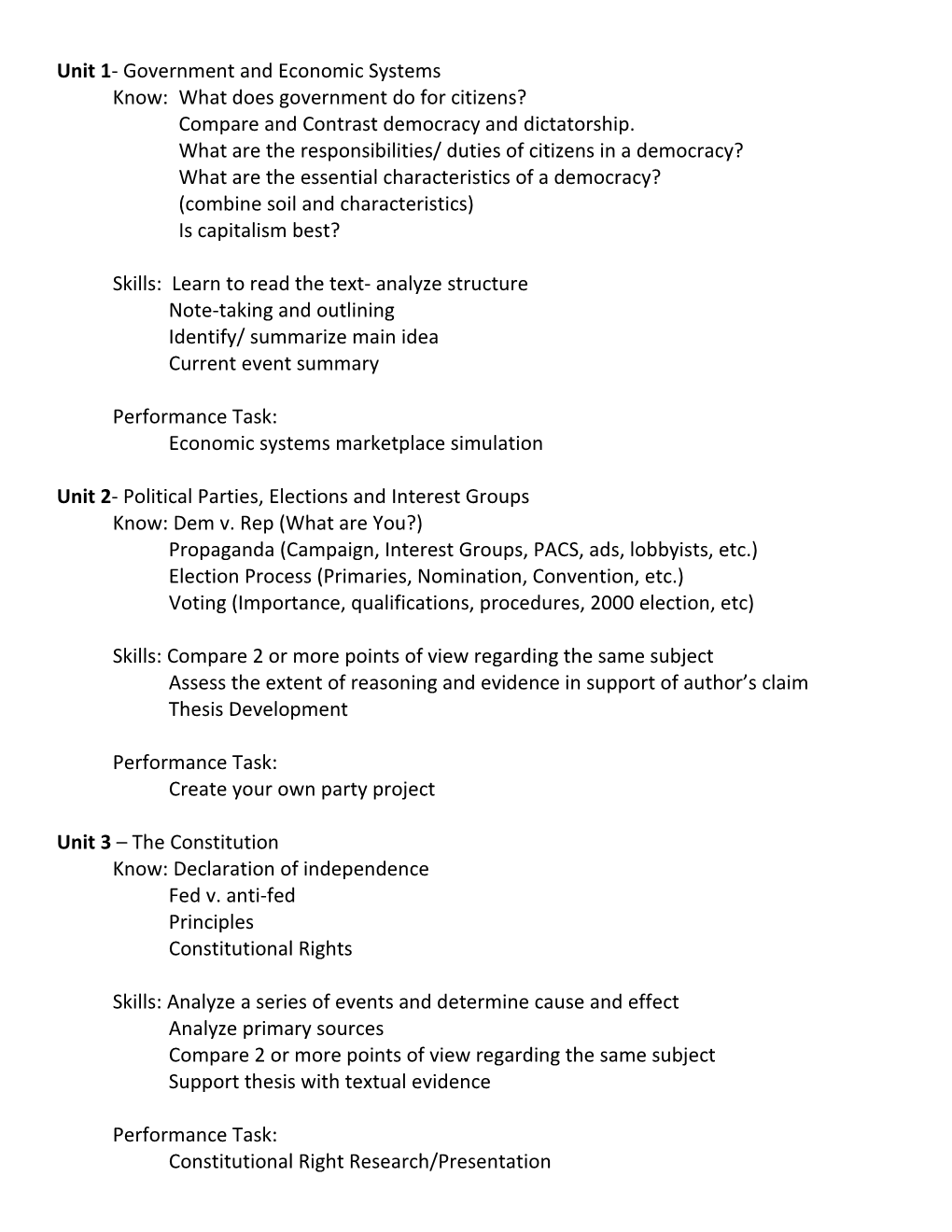 Unit 1- Government and Economic Systems