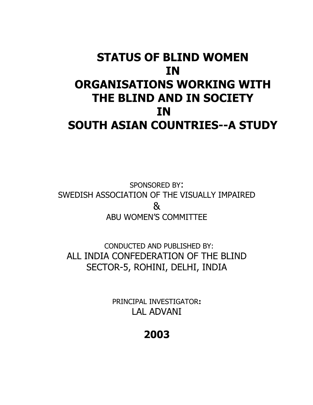 Status of Blind Women