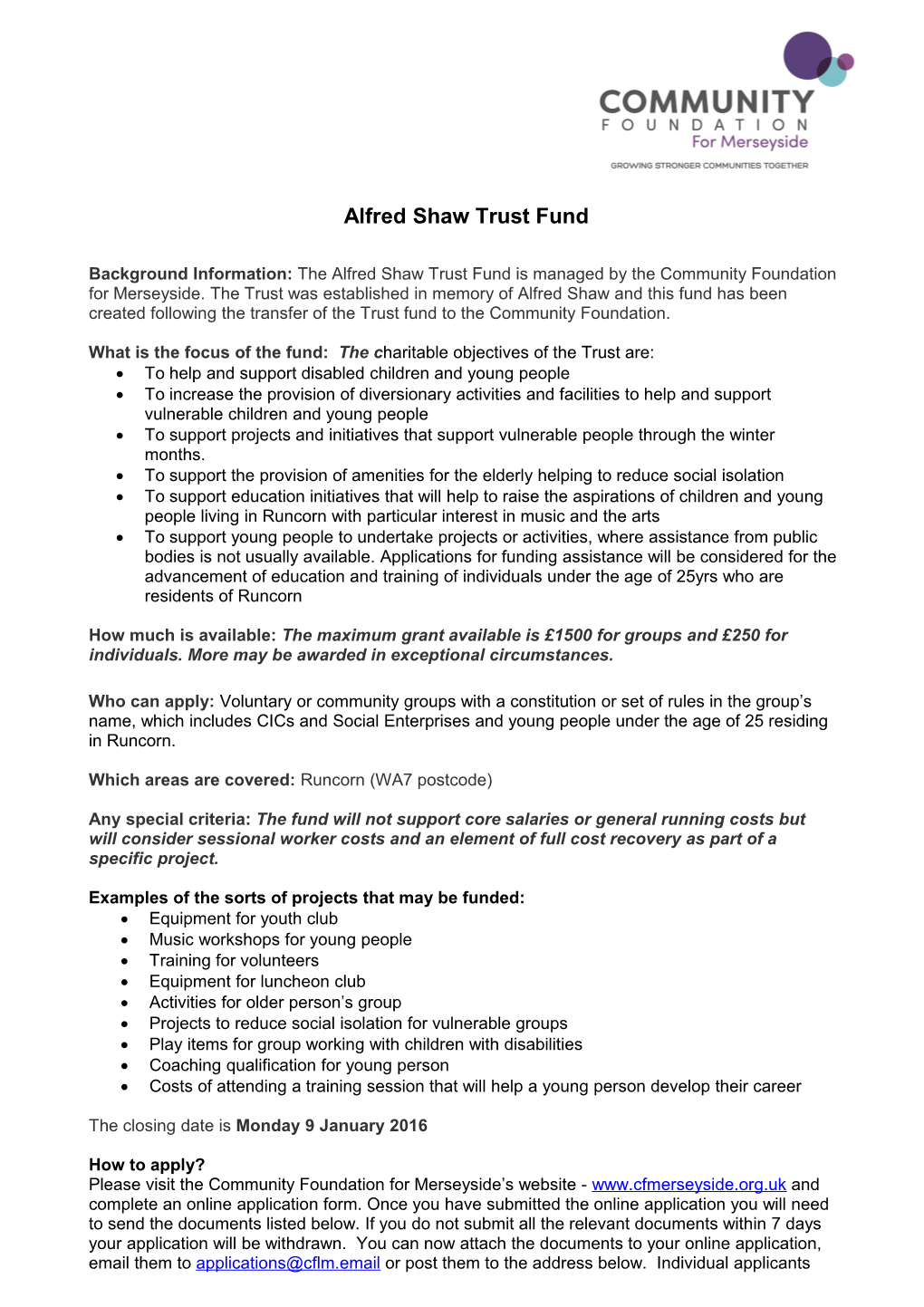 Alfred Shawtrust Fund