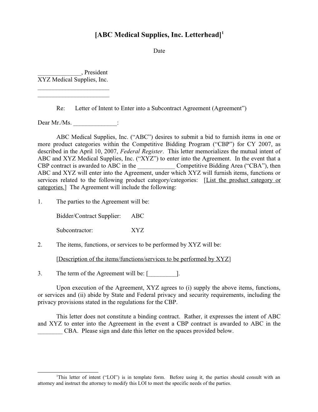 Subcontracting Under Competitive Bidding