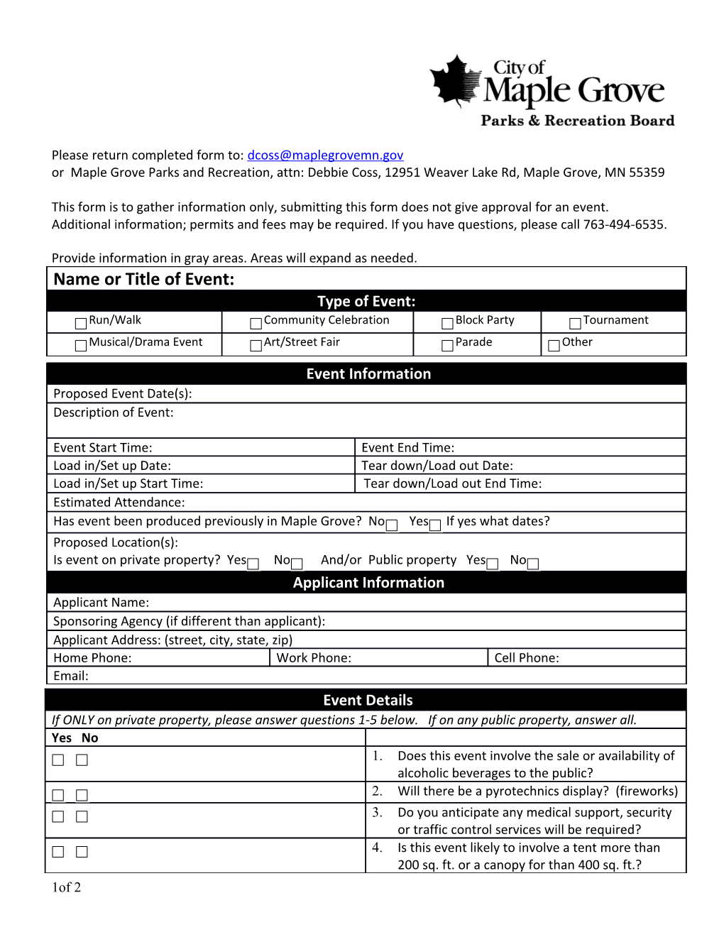 Maple Grove Parks and Recreation Board