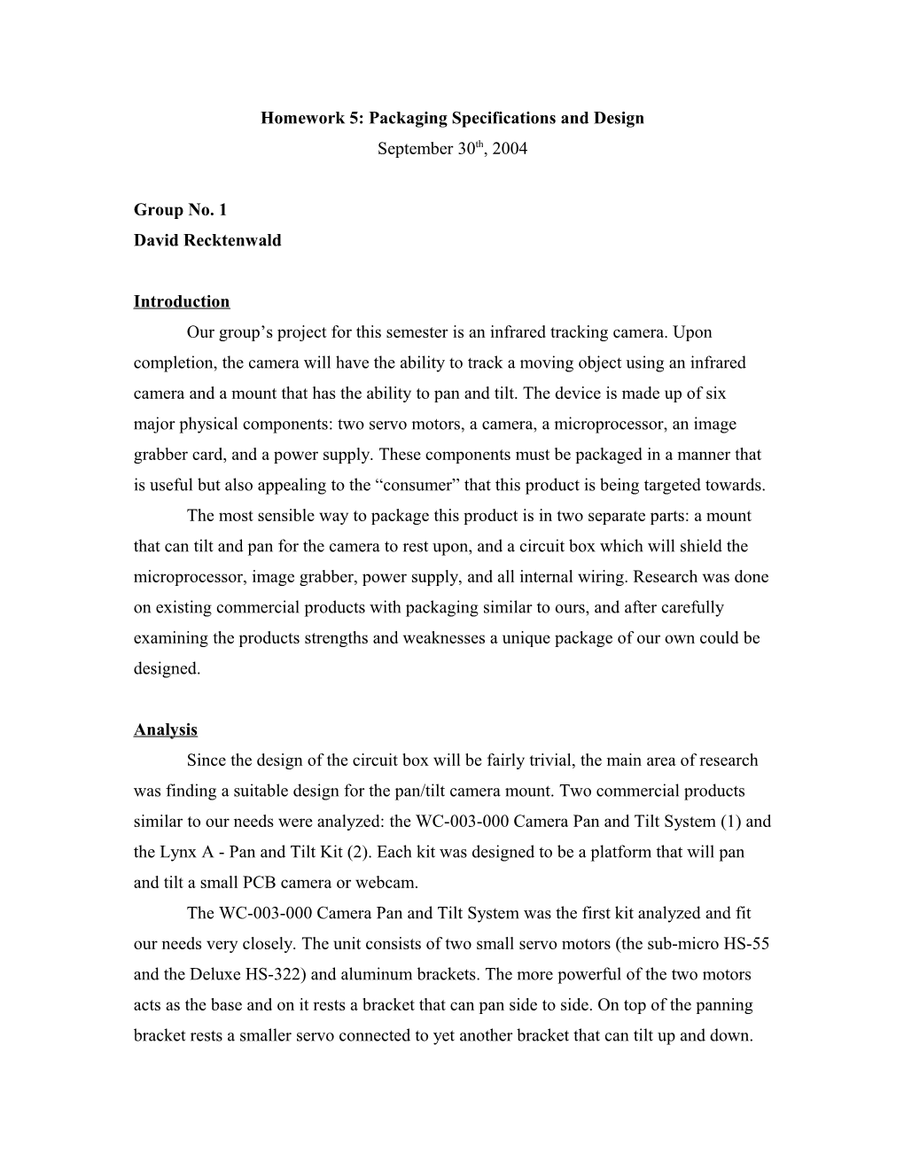 Homework 5: Packaging Specifications and Design