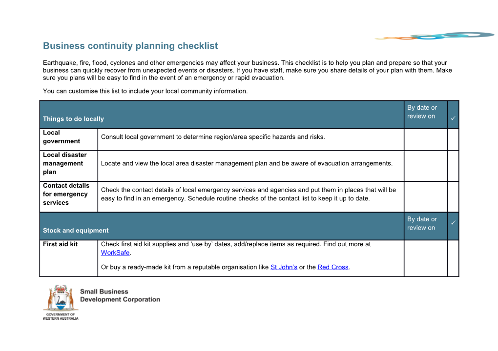 Business Continuity Planning Checklist