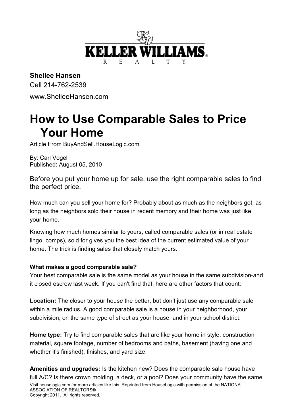 How to Use Comparable Sales to Price Your Home