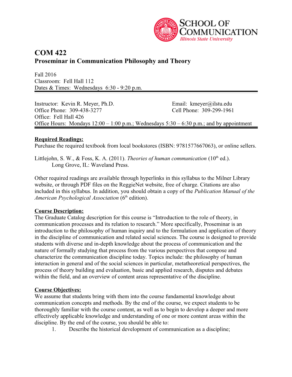Proseminar in Communication Philosophy and Theory