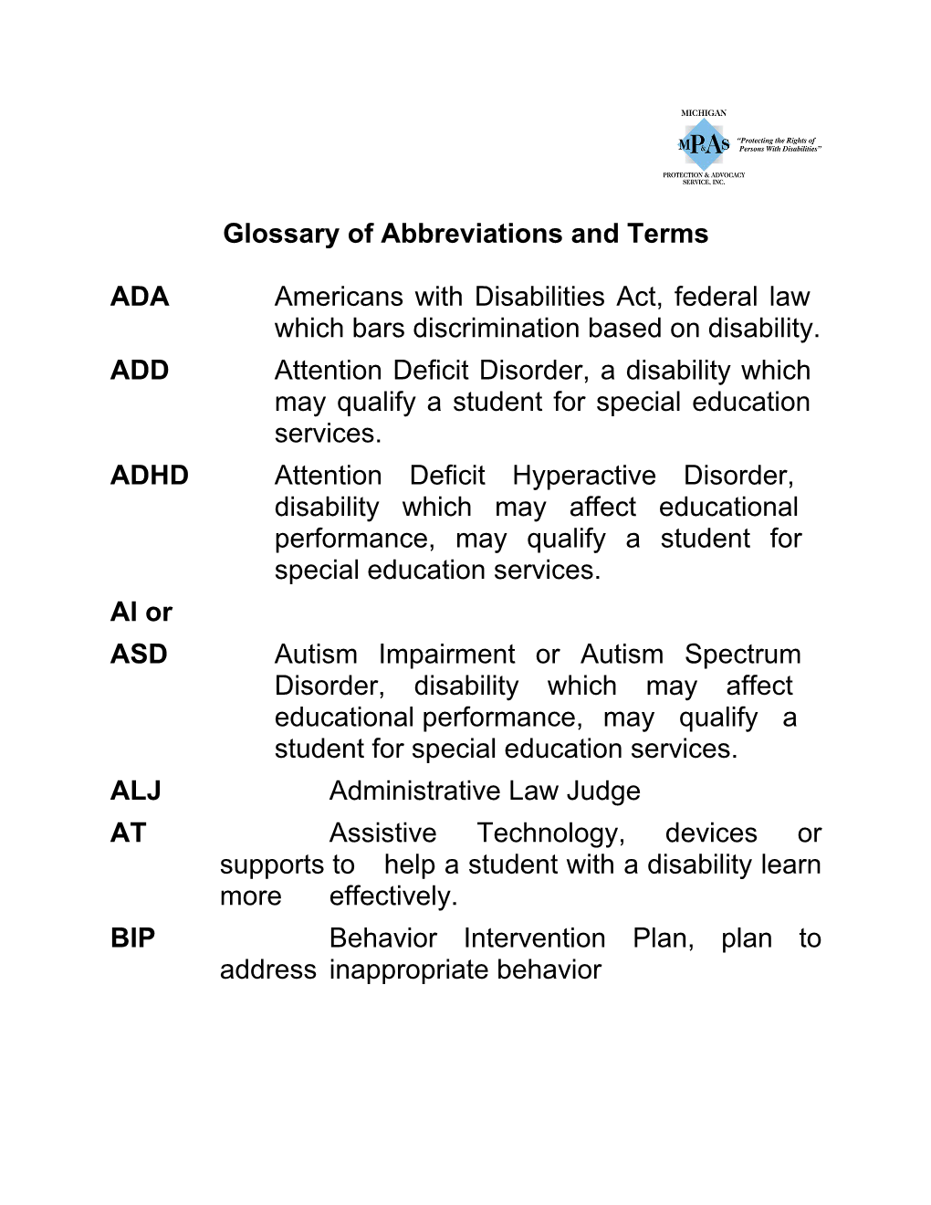Glossary of Abbreviations and Terms