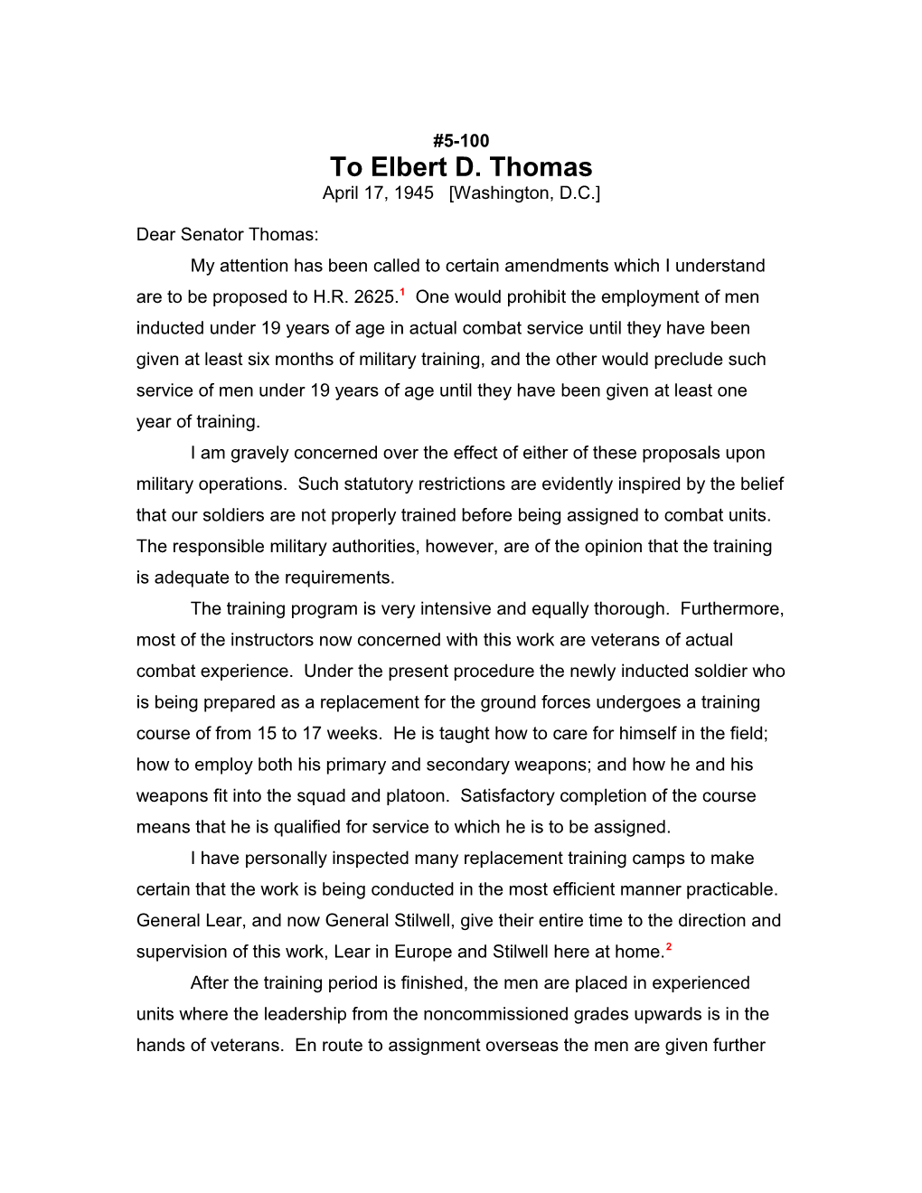 To Elbert D. Thomas
