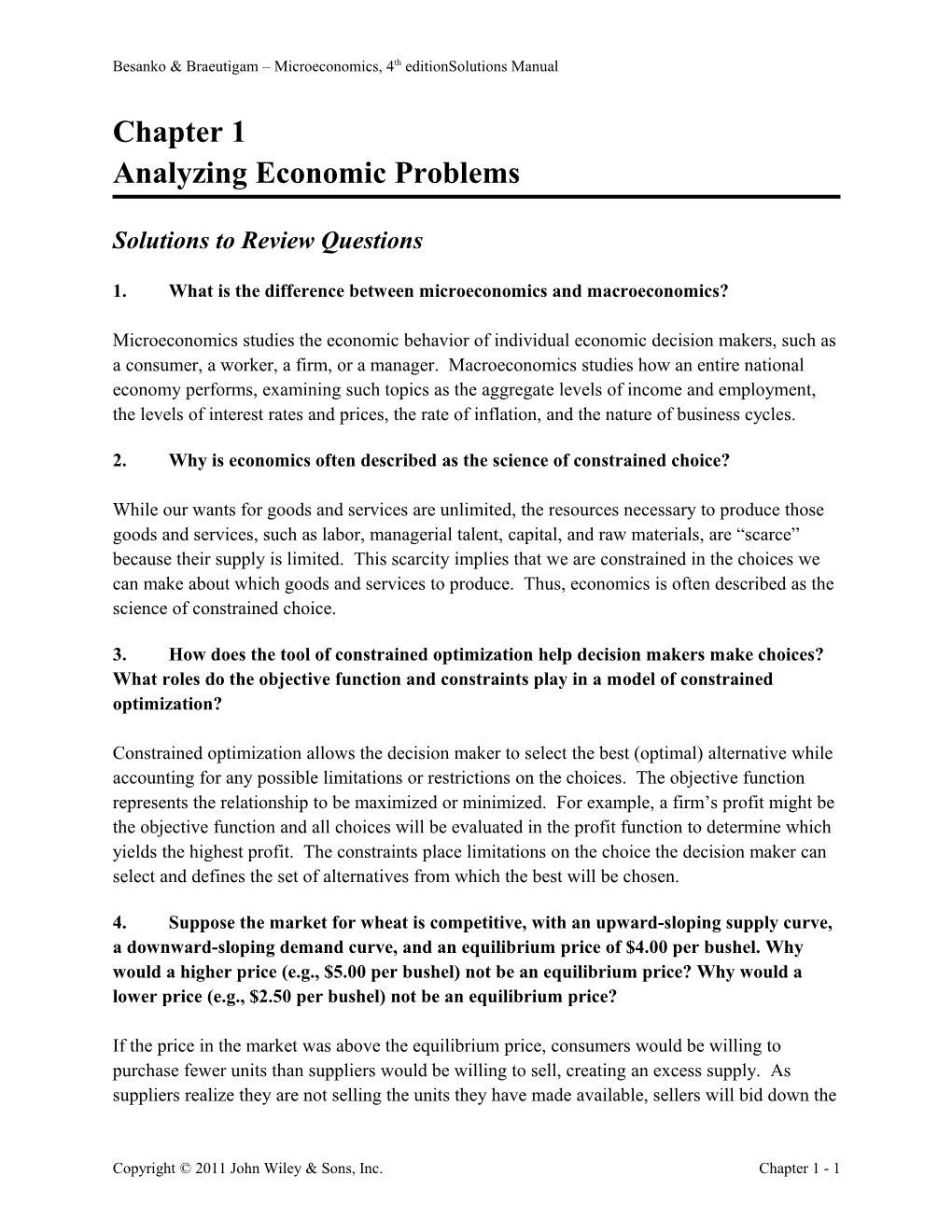 Besanko & Braeutigam Microeconomics, 4Theditionsolutions Manual