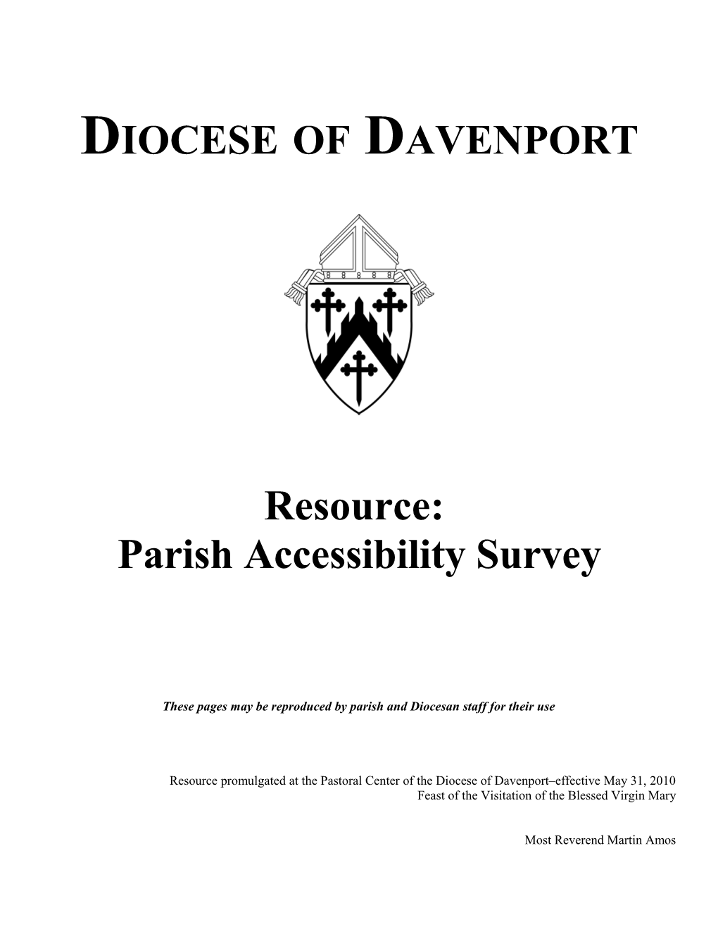 V-3100 All Are Welcome a Parish Accessibility Survey for the Diocese of Davenport