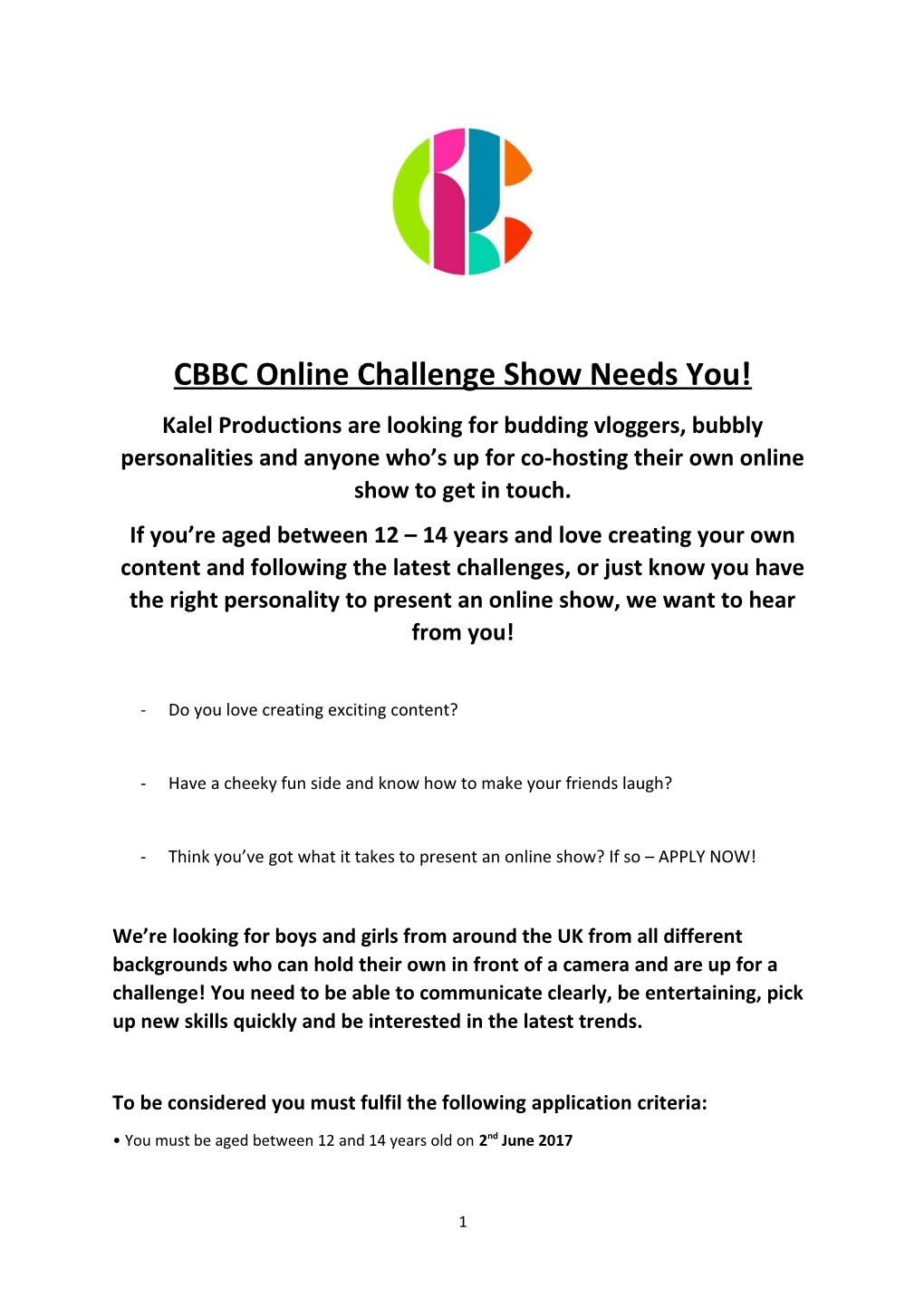 CBBC Online Challenge Show Needs You!