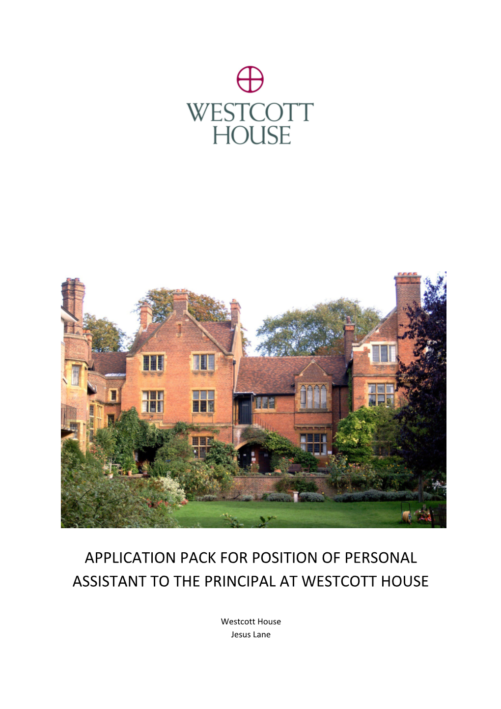 Application Pack for Position of Personal Assistant to the Principal at Westcott House