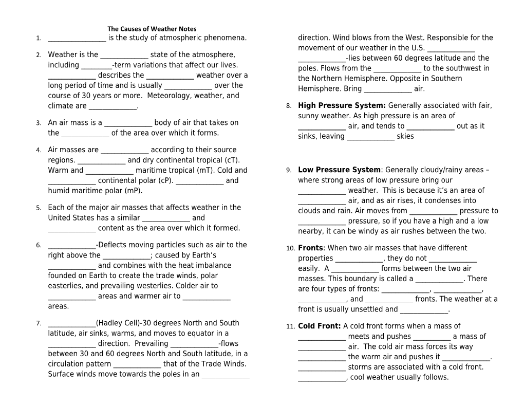 The Causes of Weathernotes