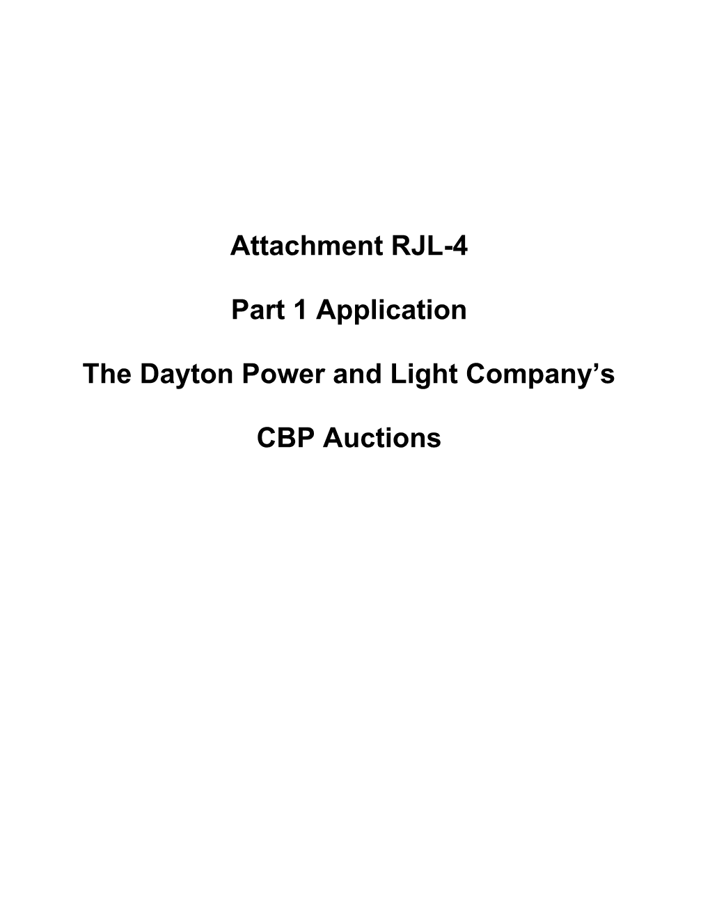 Part 1 Application: the Dayton Power and Light Company CBP Auctions