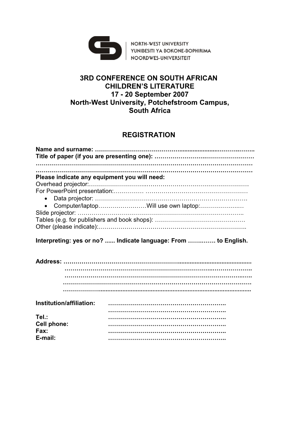 3Rd Conference on South African Children S Literature