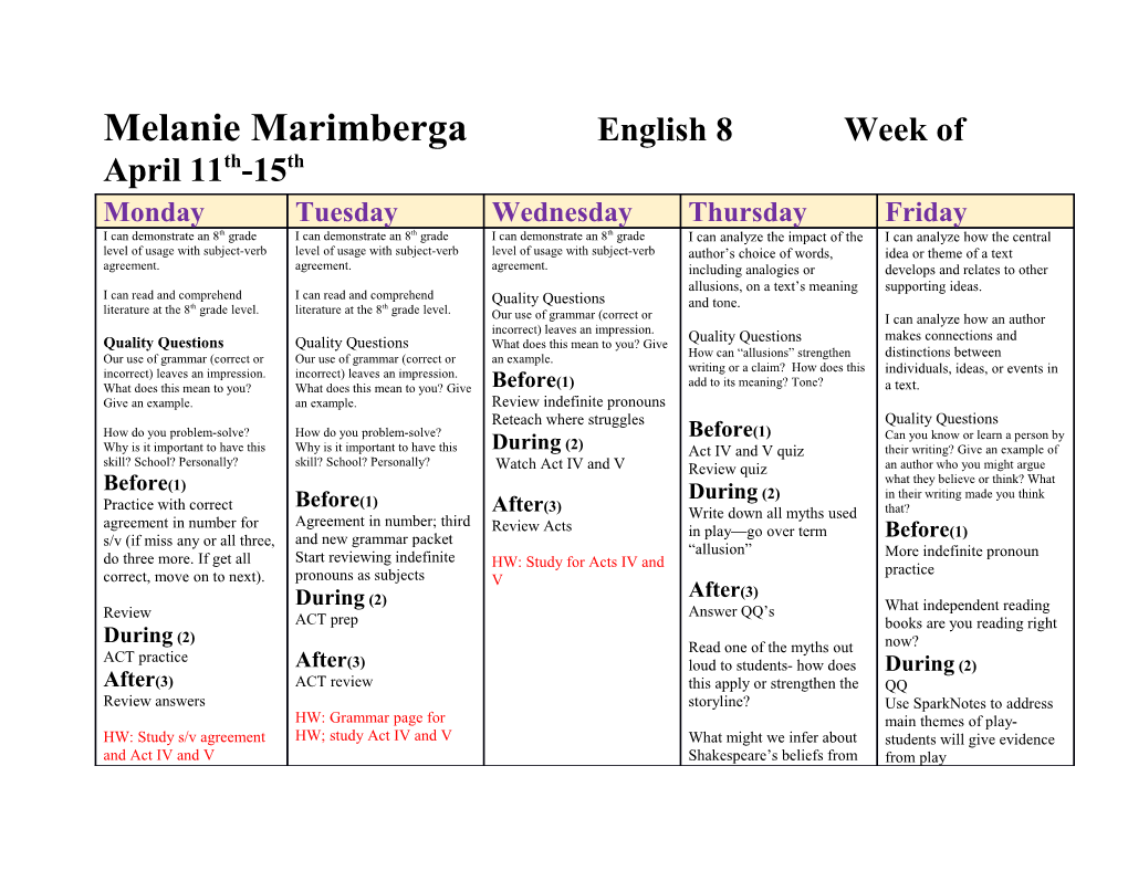 Melanie Marimberga English 8 Week of April 11Th-15Th