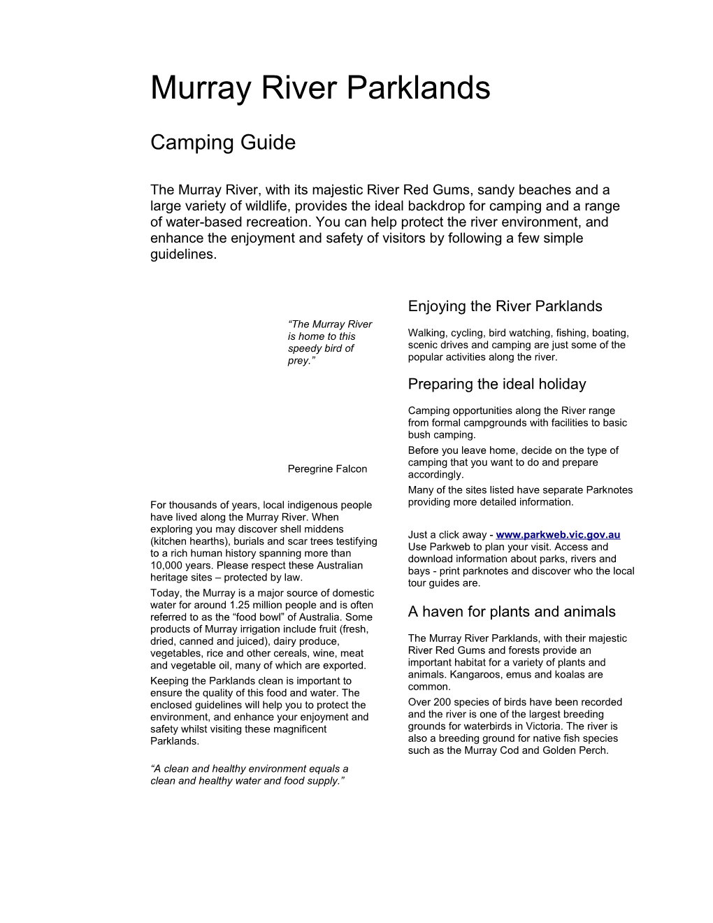 Murray River Parklands Camping Guide