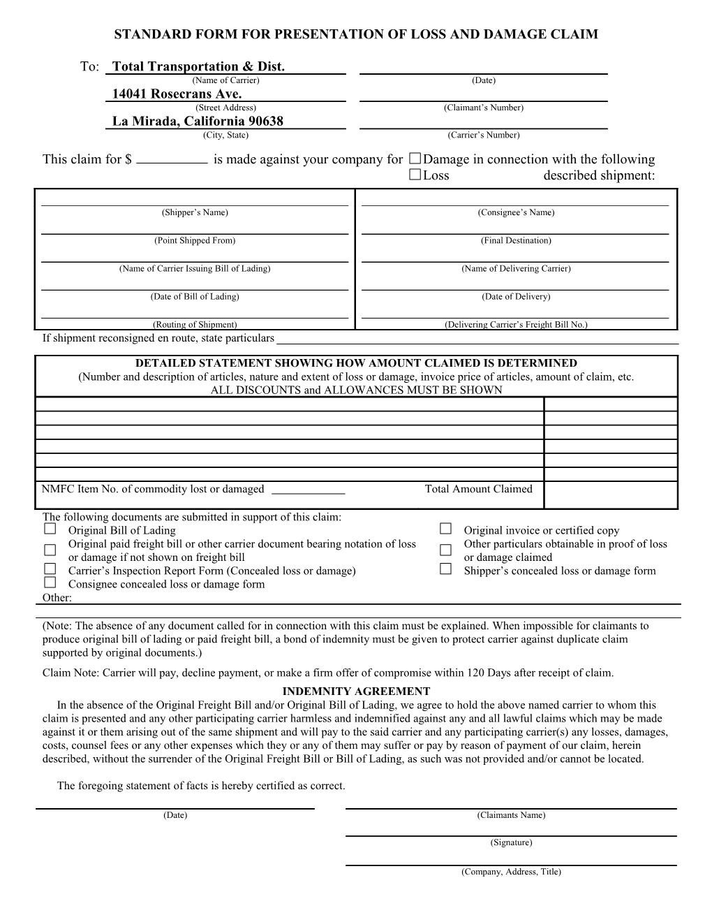 Standard Form For