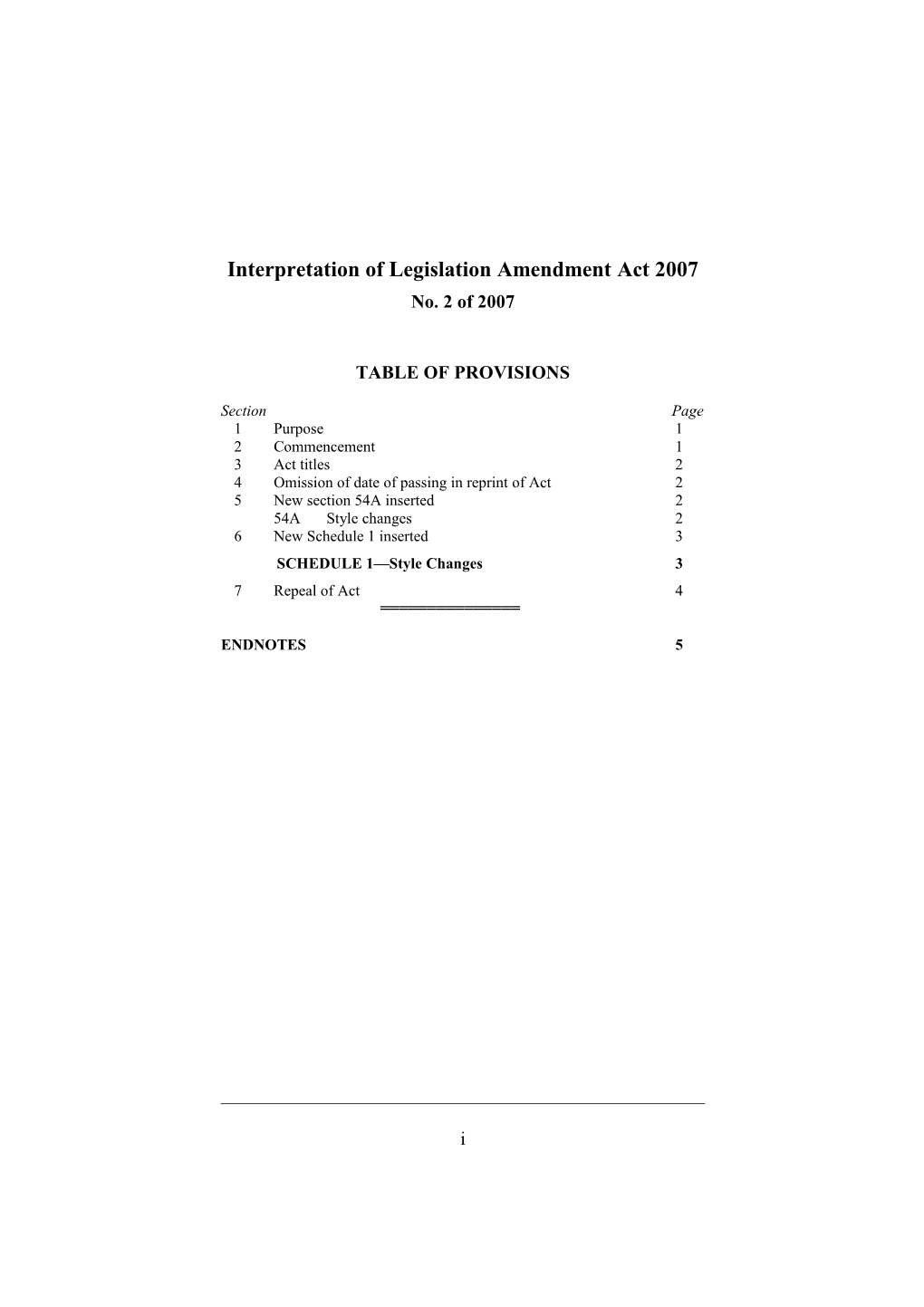 Interpretation of Legislation Amendment Act 2007