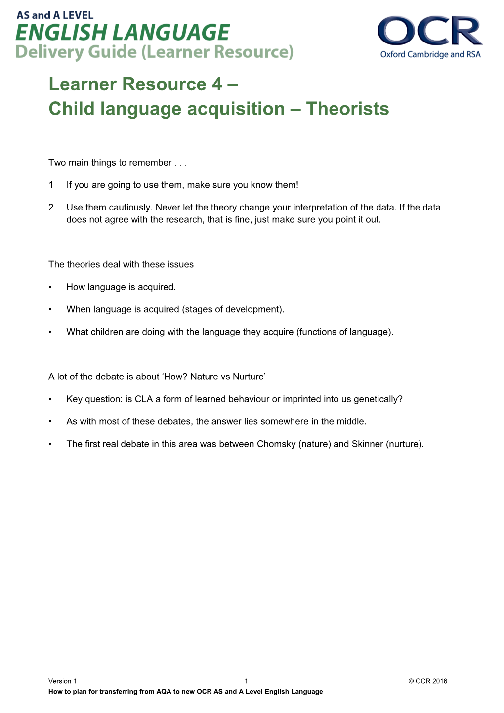 AS and a Level English Language - Learner Resource 4