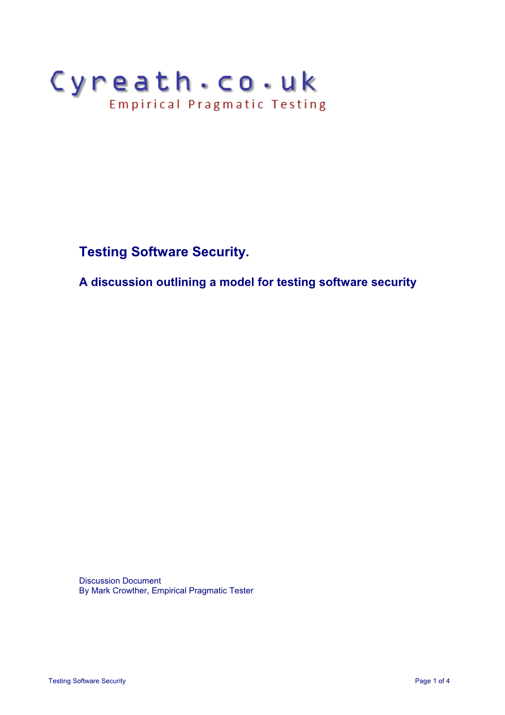 Testing Software Security