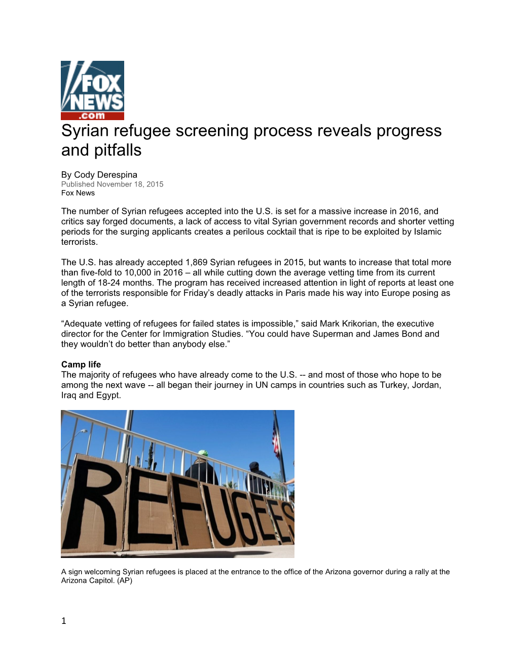 Syrian Refugee Screening Process Reveals Progress and Pitfalls