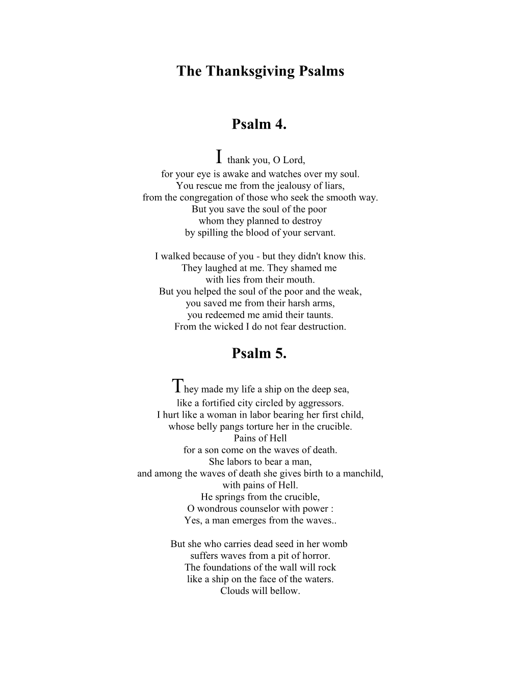 The Thanksgiving Psalms