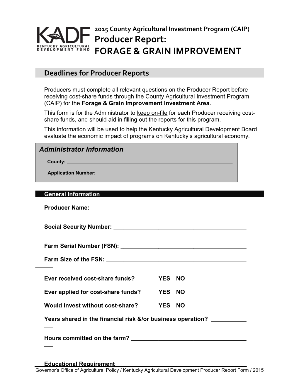 CAIP Producer Report Forage & Grain Improvement 2015