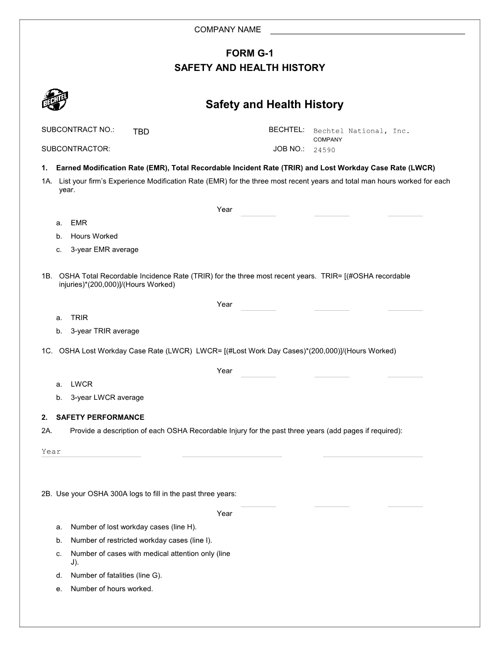 Safety and Health History