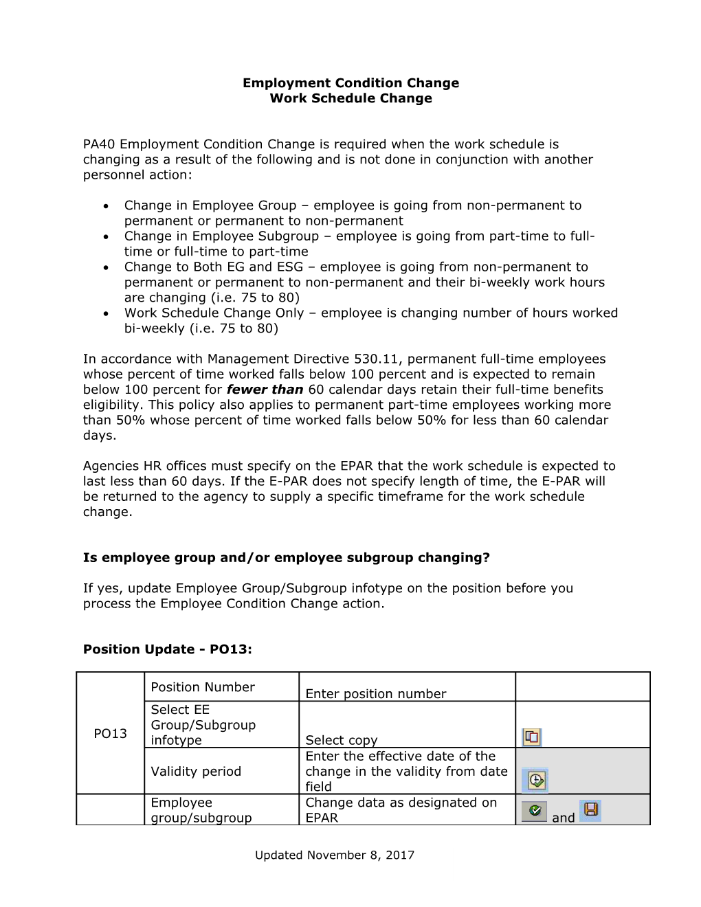 Employment Condition Change