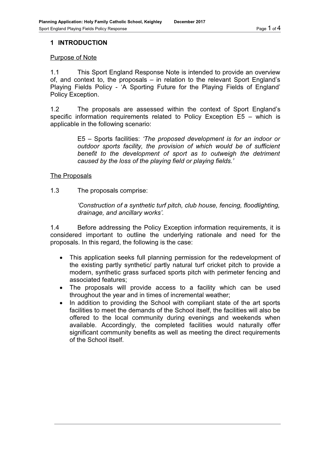 Planning Application: Holy Family Catholic School, Keighleydecember 2017