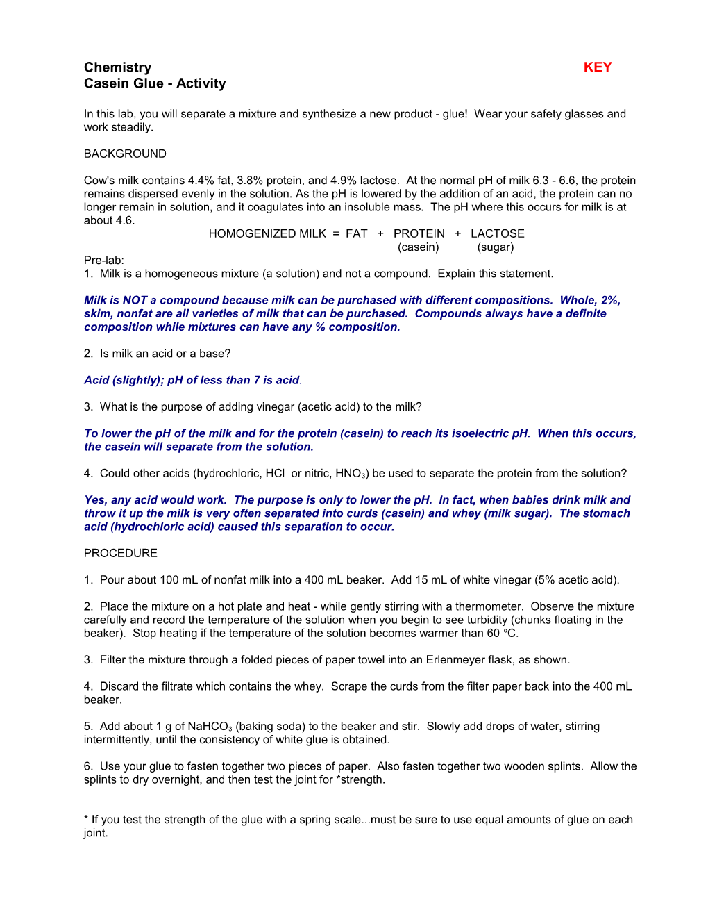 Casein Glue - Activity