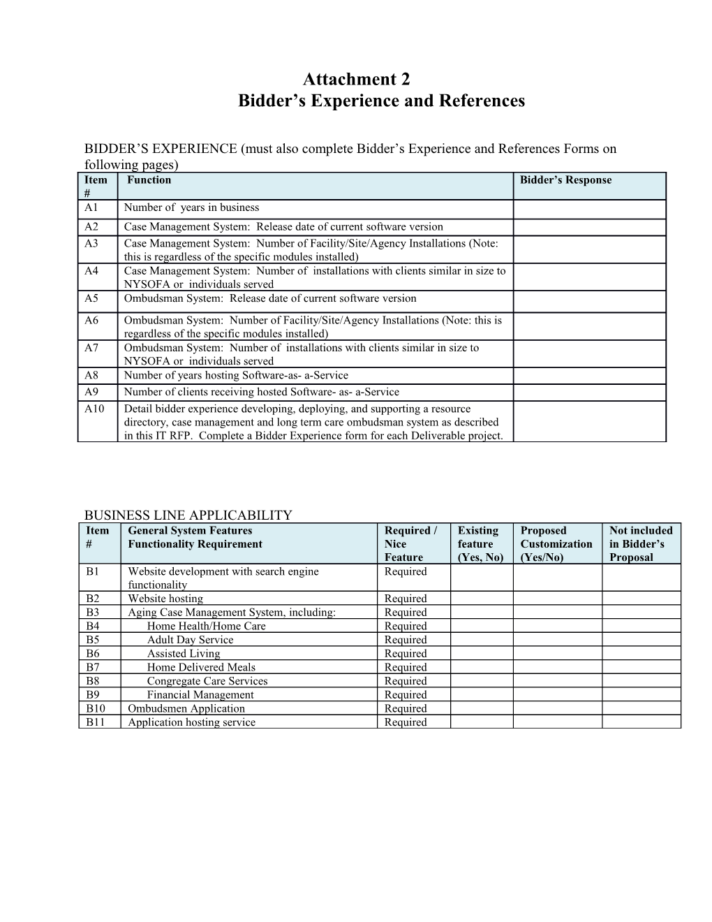 Attachment 2Bidder S Experience and References