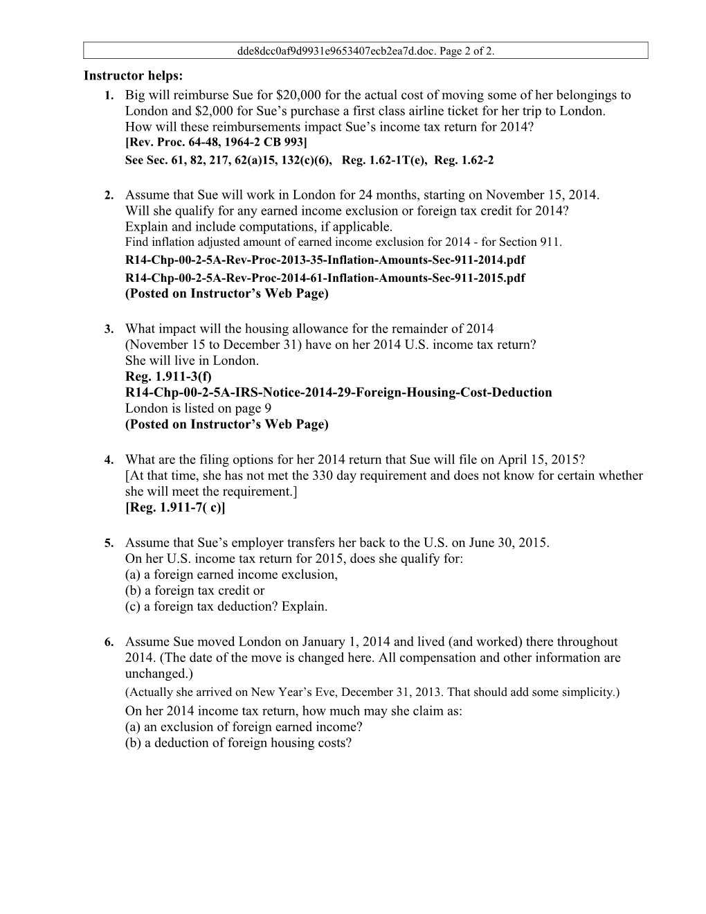 R14-Chp-00-2-5A-Memo on Sec 911 Etc-Final. Page 1 of 2