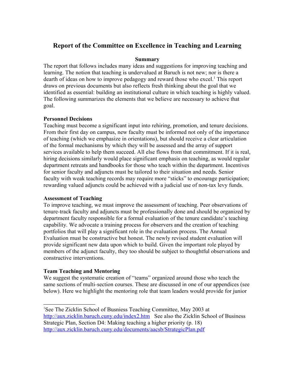 Committee on Excellence in Teaching and Learning