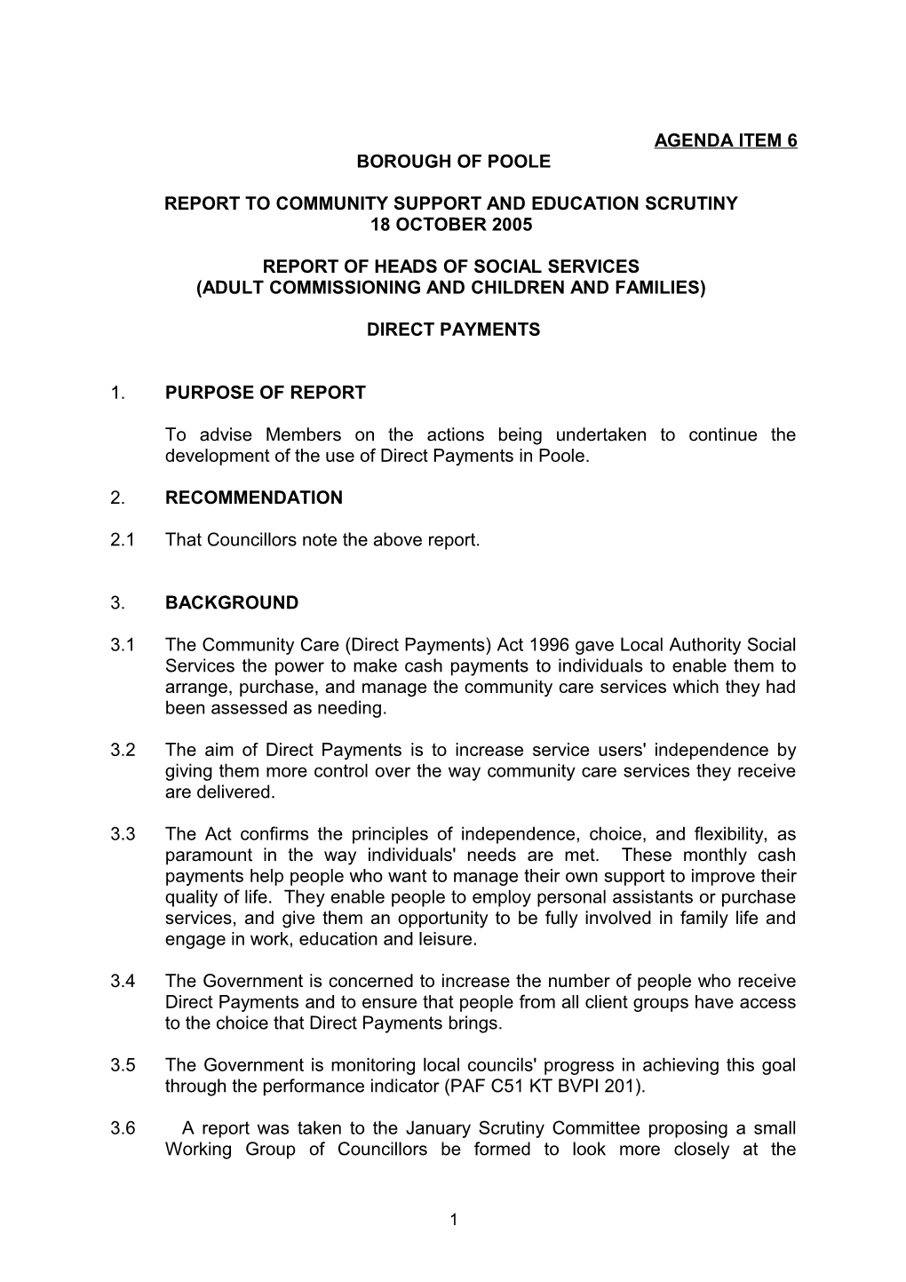 Report to Community Support and Education Scrutiny