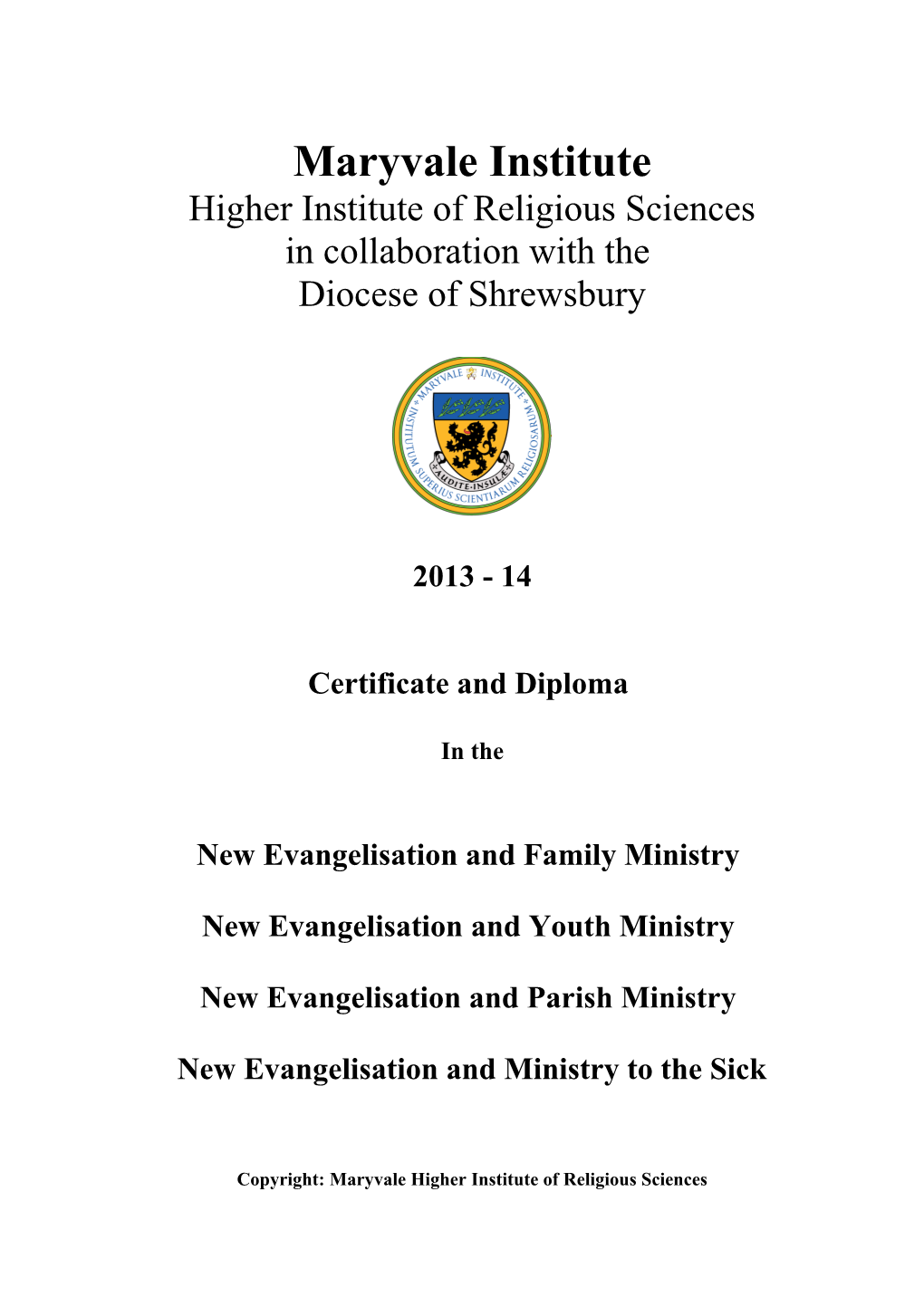 Certificate in Evangelisation and Ministry