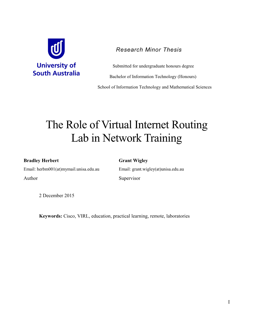 The Role of Virtual Internet Routing Lab in Network Training