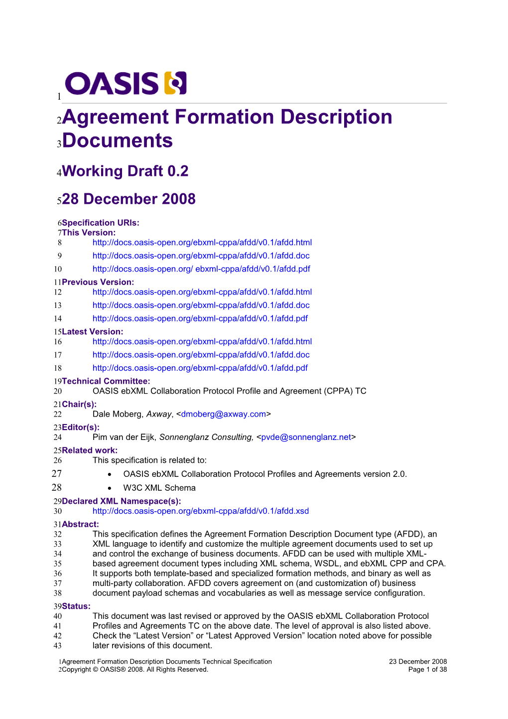 Agreement Formation Description Documents
